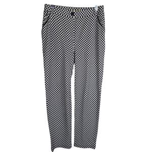 Betabrand Black White Cat Novelty Business Work Straight Leg Womens Pants L Long